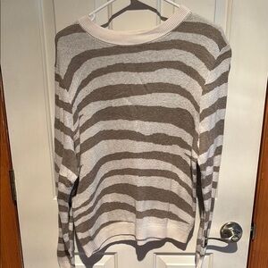 Tan and White Crew Neck Sweater